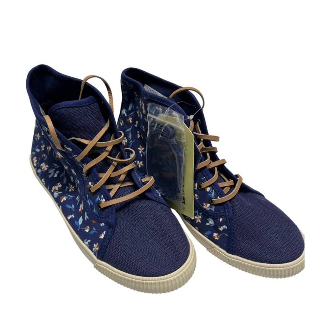 TOMS Floral Print High-Top Sneakers Blue‎ Size 7 Ortholite New - Picture 4 of 8
